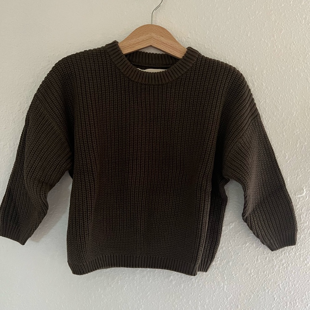 NWT Kambia Kids Gender Free Cotton Sweater, 12-18 mos, Olive